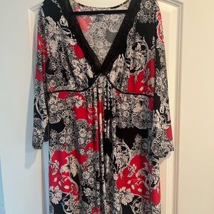 Elegant Black and Red Women's Nightgown XL